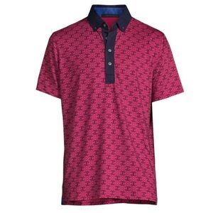 GREYSON West Flag Classic Fit Contrast Polo NEW Bittersweet Pink Navy Medium